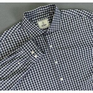 Todd Snyder Shirt Mens Size 17 Blue White Plaid Quiet Luxury Casual Minimalist